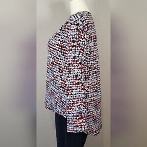 CATO Black and Red Print Long Sleeve V-Neck Top - Plus Size 18/20W or 2X